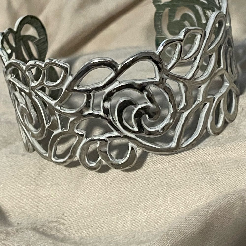 Elegant Silver Filigree Cuff Bracelet Classic Timeless